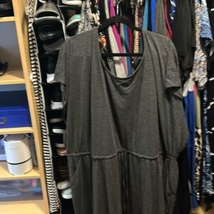 Midi Jersey Cross Back Slit Dress